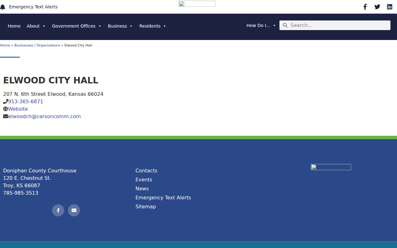 Elwood court records City Hall directory source