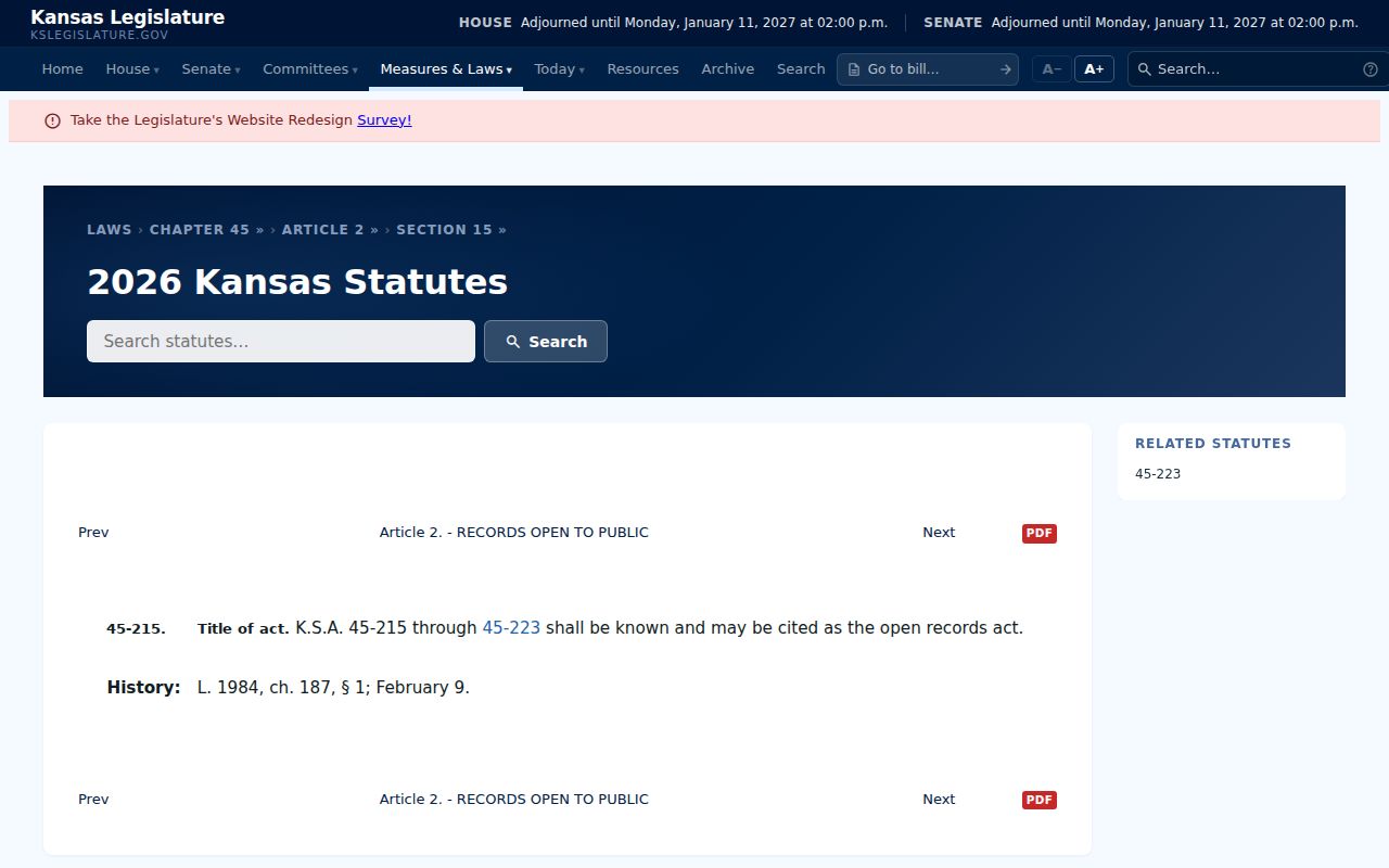 Kansas open records law for Doniphan County court records