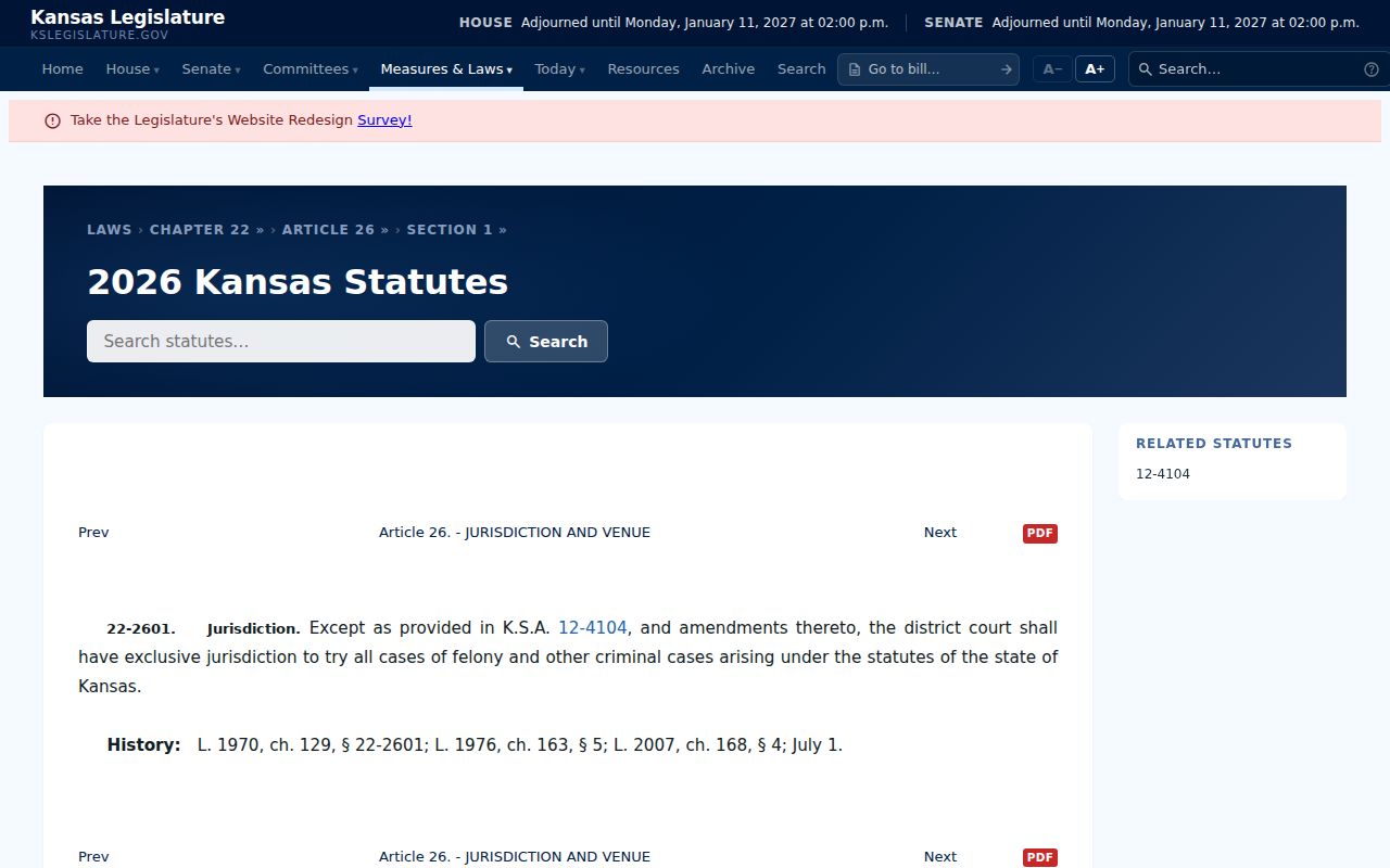 Doniphan County criminal court docket venue law