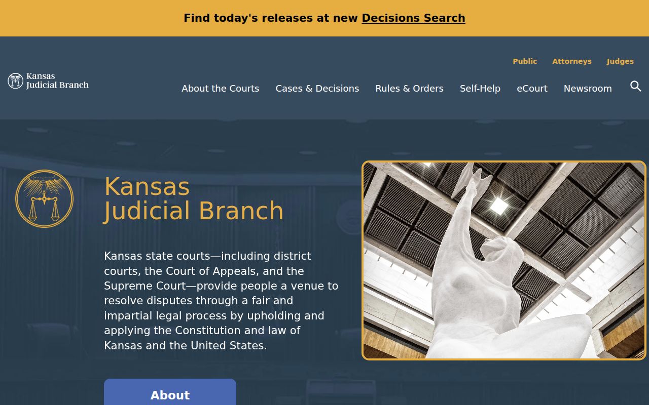 Kansas Judicial Branch court access page